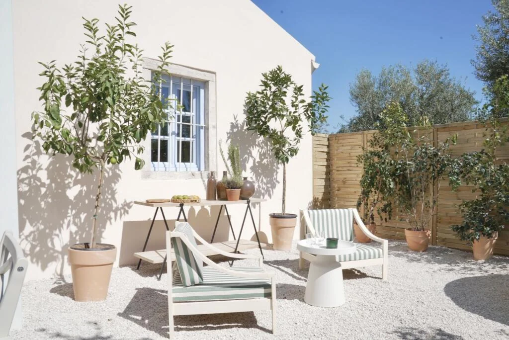 Outdoor terrace blue sky