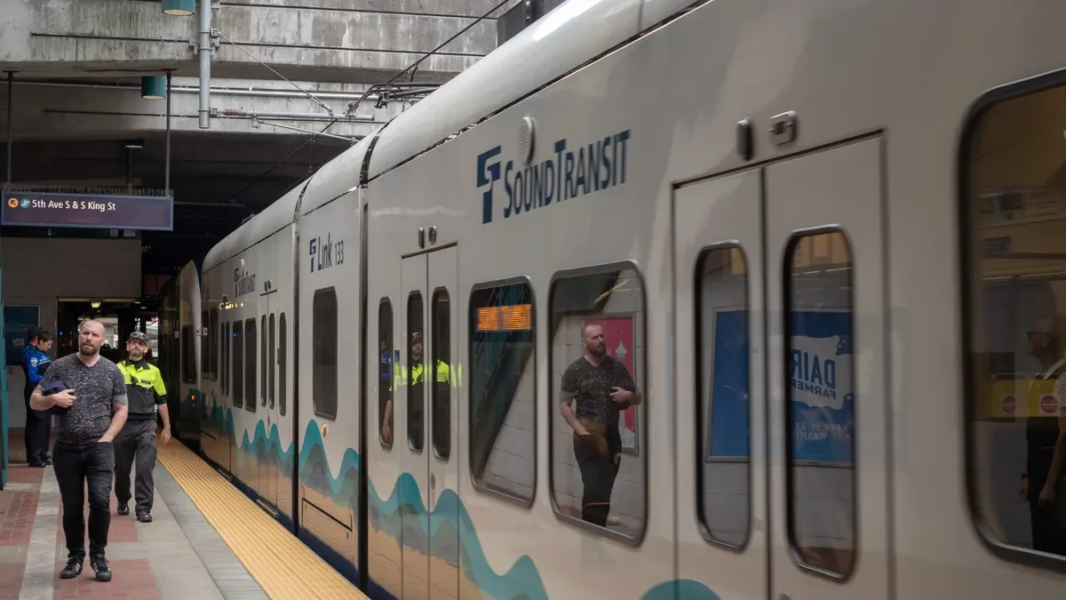 Image of Sound Transit trains rolling into the station